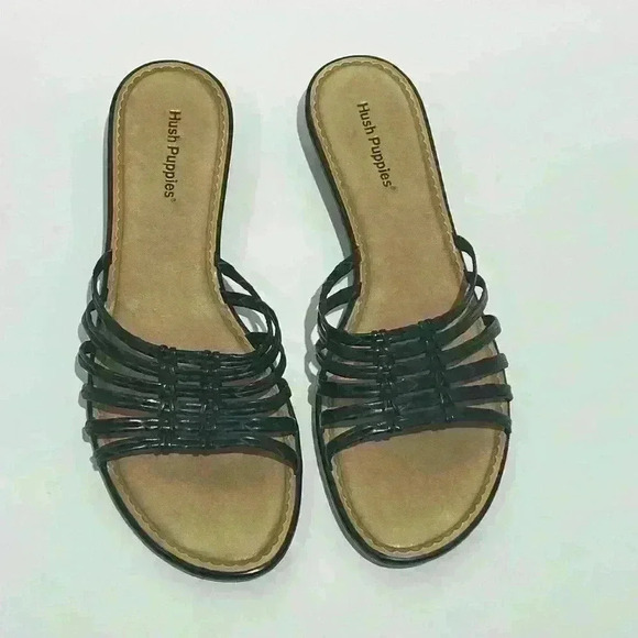 NWOT Hush Puppies sandals  black small wedge size 9.5 - Picture 3 of 7